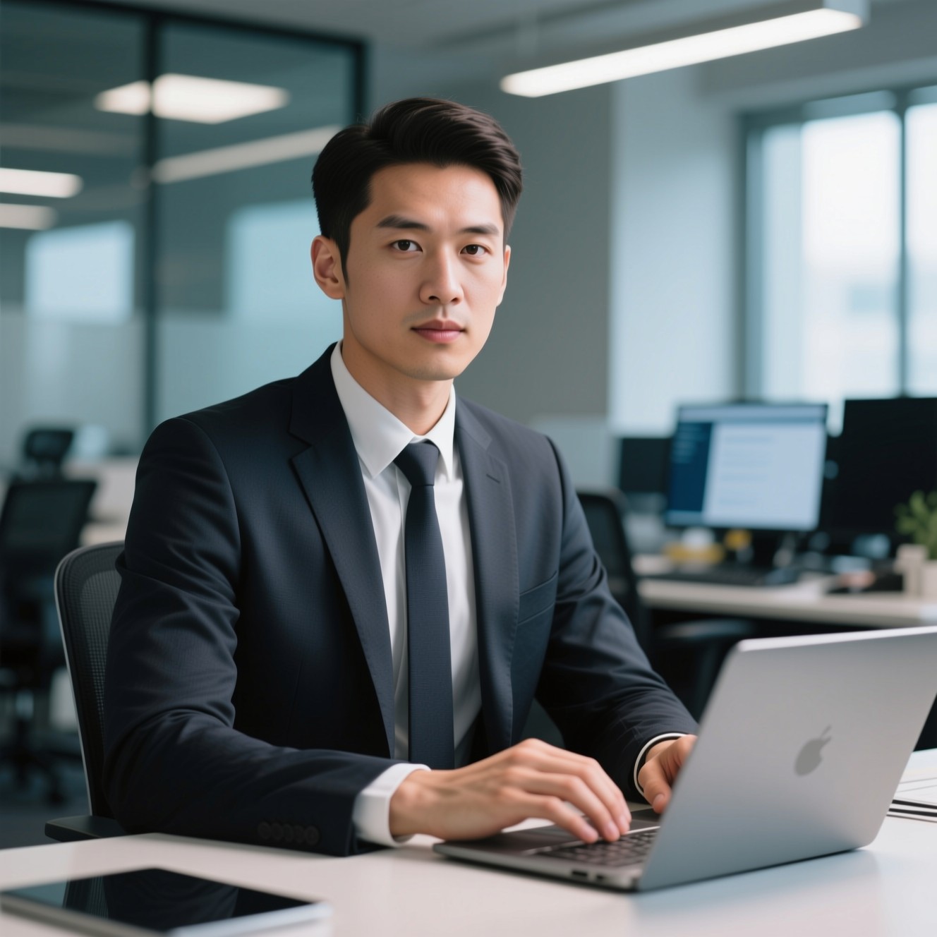 Modern software development workspace with AI technology